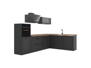 Vicco cuisine en angle, anthracite campagneanthracite, 287 x cm plan de travail chêne doré