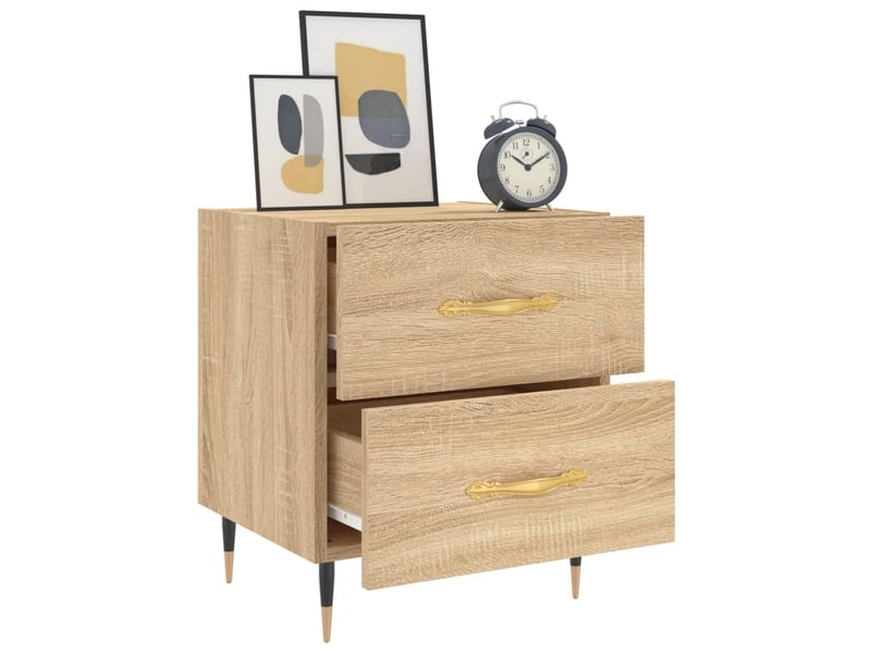 Lot de 2 tables de chevet - cabinet de chevet - table de nuit chêne sonoma 40x35x47,5 cm  - Conforama C