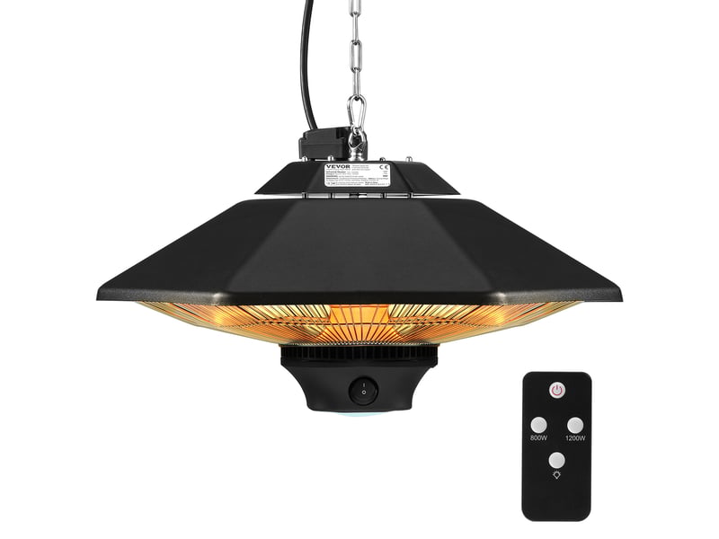 Chauffage exterieur terrasse, 2000 w, radiateur infrarouge de plafond suspendu electrique avec telecommande, protection ip34, chaine reglable, chauffage pour porche, interieur, salle a manger  - Conforama A