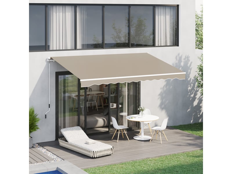  Store banne à enrouleur manuel 4 x 2,5 m avec housse imperméable, métal et aluminium, beige  - Conforama C