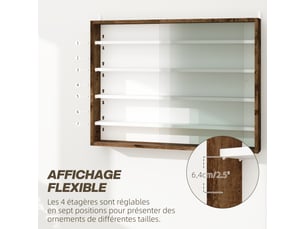 Vitrine coloris marron 5 étagère(s) <strong></strong> <strong></strong> - 80 cmx60 cm
