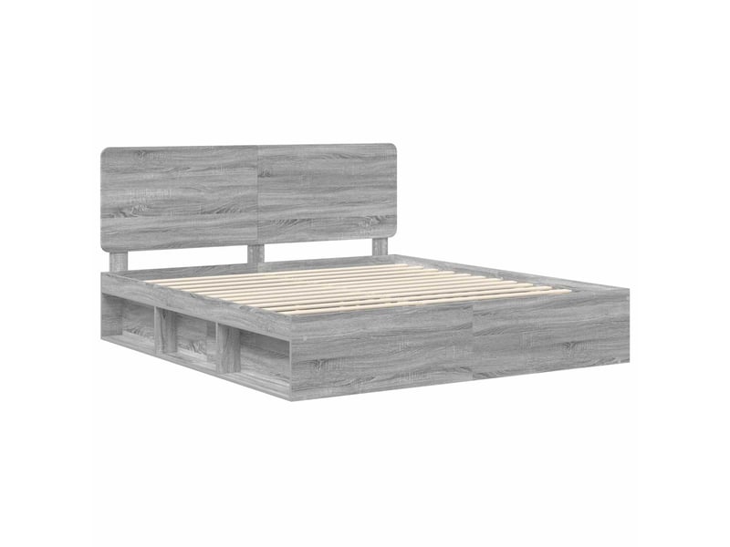  Lit double- lit adulte -  cadre de lit gris sonoma 200 x 200 cm bois de pin massif  - Conforama C