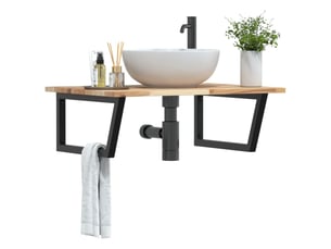 Étagère de vasque murale acier et bois massif d'acacia shl8087