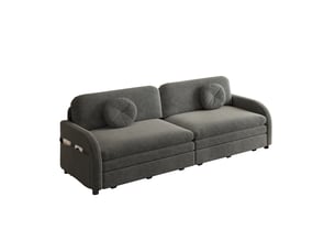 Canapé droit convertible <strong></strong> <strong></strong> 3 places Tissu gris