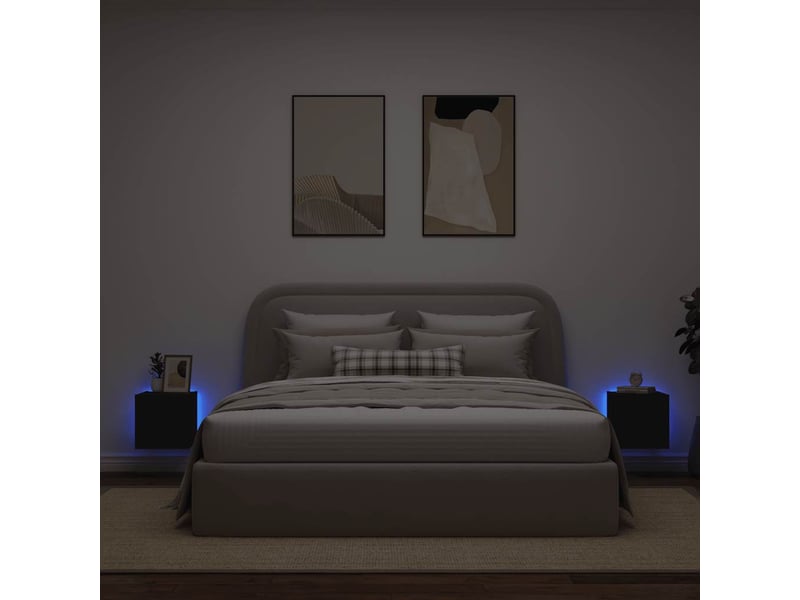  Meubles tv - banc tv - meuble de rangement muraux avec lumières led 2 pcs noir 30,5x35x30 cm  - Conforama C