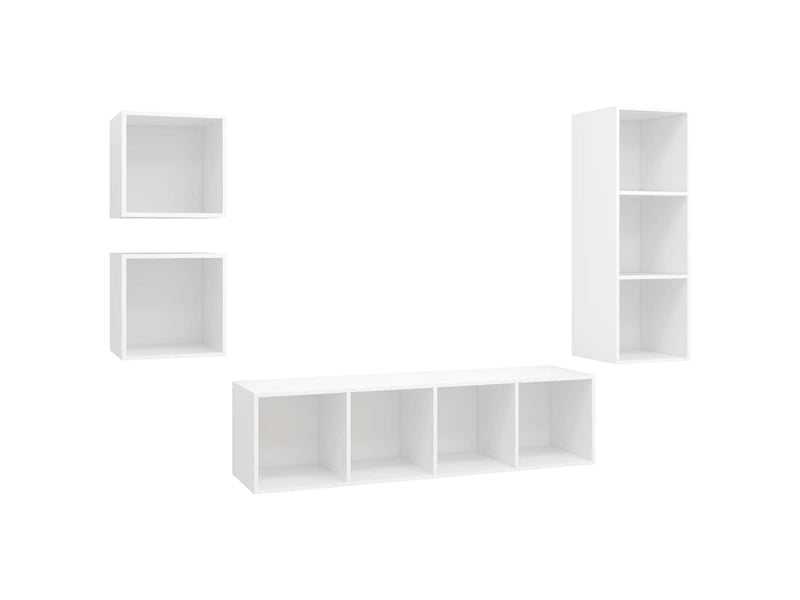 Ensemble de meuble tv - banc tv - meuble de rangement 4 pcs blanc bois d'ingénierie  - Conforama A