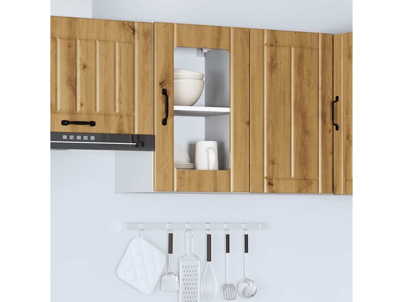  Meuble de rangement, armoire murale de cuisine porte en verre lucca chêne artisanal  - Conforama D