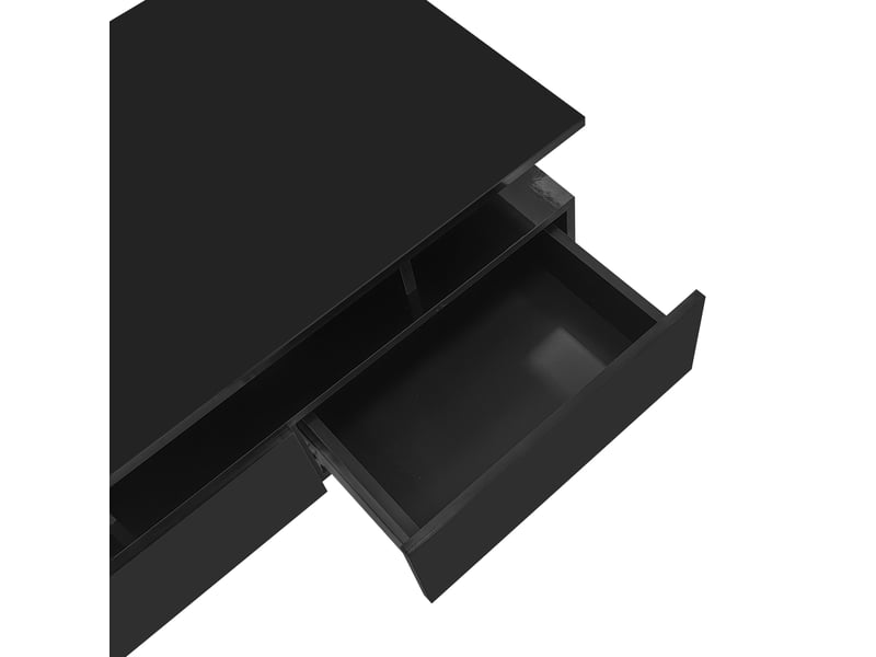  Table basse moderne laquée brillante avec éclairage led et 2 tiroirs – élégante table d'appoint de 90 x 55 x 41 cm avec espace de rangement, supportant jusqu'à 30 kg  - Conforama E