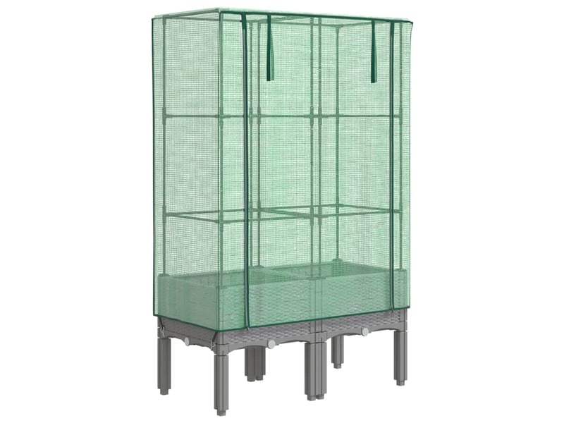 Jardinière - bac à fleurs surélevée avec housse aspect rotin 80x40x140 cm - Conforama A
