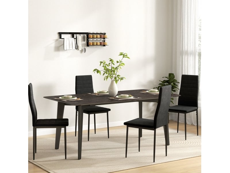  Lot de 4 chaises de salle à manger 41x50x97 cm sans accoudoirs, en métal noir  - Conforama B
