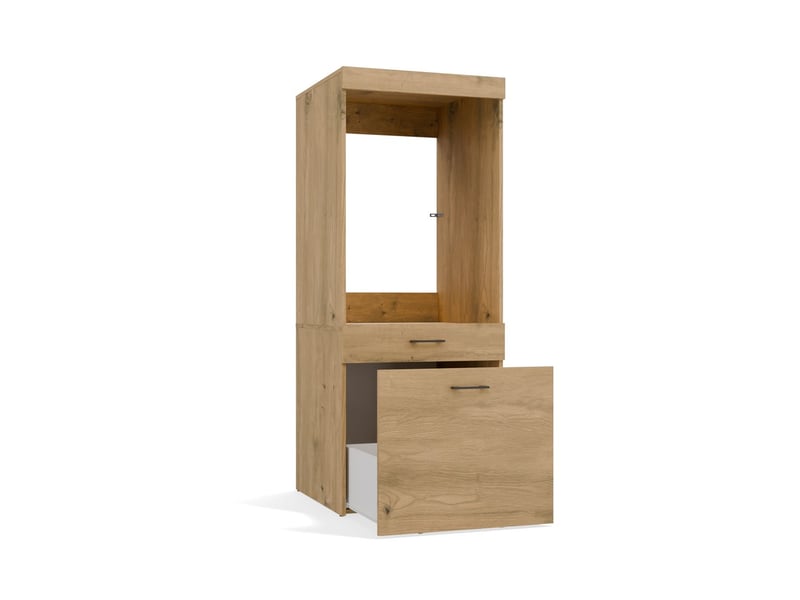  POLA 2S - Meuble de salle de bains pour lave-linge ou sèche-linge, 2 tiroirs - 64x162x64 cm - CHÊNE ARTISAN  - Conforama E