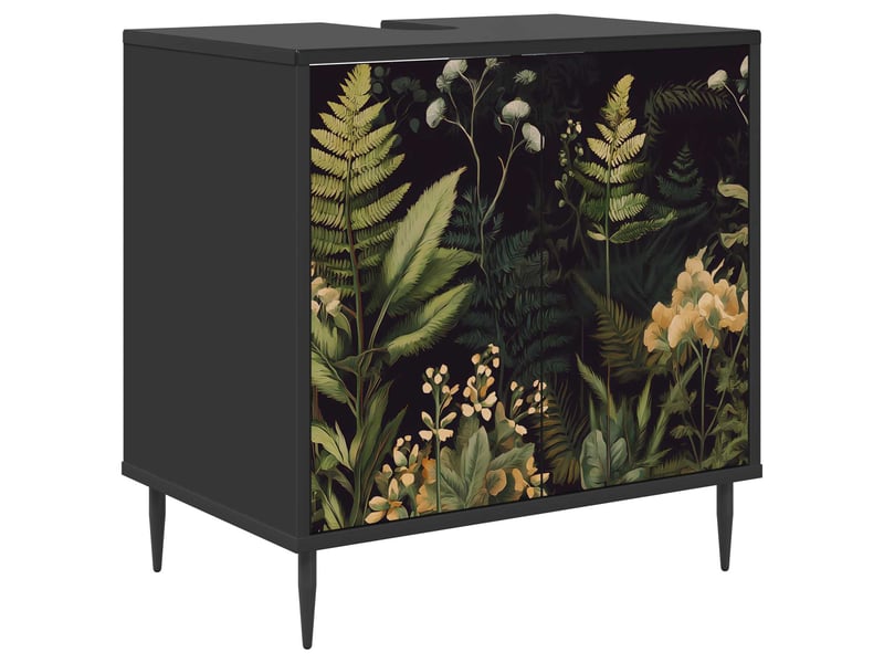  Armoire de salle de bain, meuble de rangement rhenen chêne noir 60x40x61 cm  - Conforama A
