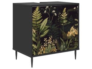 Armoire de salle de bain, meuble de rangement rhenen chêne noir 60x40x61 cm