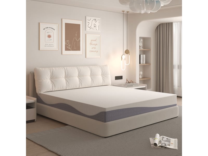  Matelas 180x200 cm - épaisseur 20 cm, indice h3h4, réversible, deux faces, housse lavable, cœur en mousse, oeko-tex, maille tricotée, blanc et gris Luxe haut de gamme - Conforama D