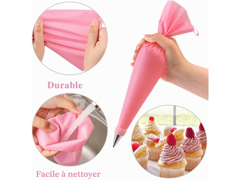 Ensemble de poches à douille, douilles à pâtisserie, accessoires de pâtisserie (rose, 40 pièces) - pink - Conforama C