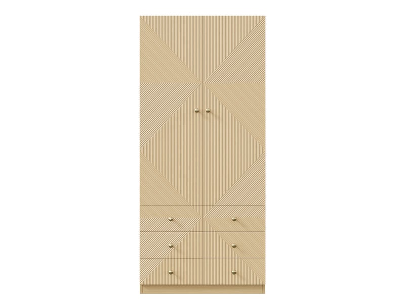  Armoire multifonction à portes battantes, 90 x 50 x 200 cm, 2 portes, 1 penderie et 6 tiroirs, style moderne, effet chêne  - Conforama A