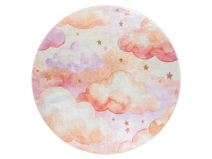 Tapis lavable bambino 61510 cercle nuages, étoiles pour les enfants antidérapant - crème rose cercle 120 cm