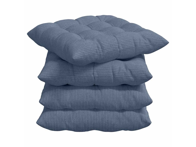  Lot de 4 coussins de siège, coussins décoratifs tissu en velours côtelé bleu cf59976  - Conforama A