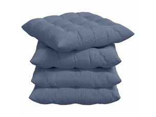 Lot de 4 coussins de siège, coussins décoratifs tissu en velours côtelé bleu cf59976
