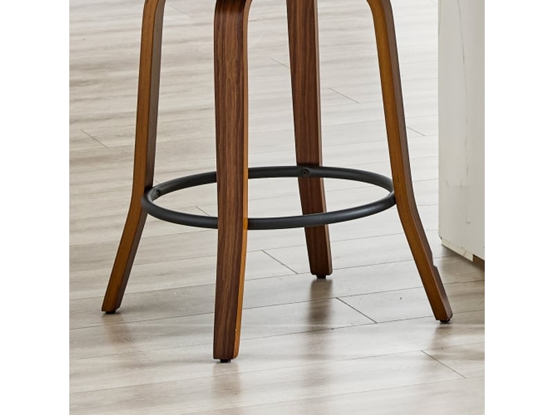  Ensemble de 2 tabourets de bar avec dossier – hauteur 95 cm, piètement bois, housse en lin, sans table  - Conforama E