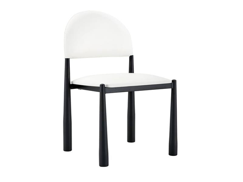  Lot de 2 chaises de salle à manger 51.6×45×80cm style contemporain dossier demi-rond en polyuréthane et acier blanc  - Conforama A