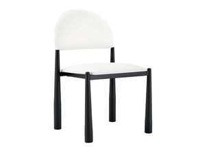 Lot de 2 chaises de salle à manger 51.6×45×80cm style contemporain dossier demi-rond en polyuréthane et acier blanc