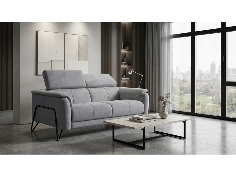  Canapé 2 places roden, tissu velours gris clair RODEN - Conforama B