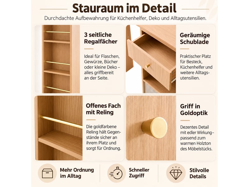 Îlot de cuisine 120x30x100 cm plateau extensible tiroirs éclairage led rangement à vin meuble de rangement décor chêne OPULERANE TRADING LTD - Conforama E