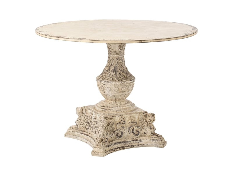  Table de jardin ronde naïs 123cm blanc cassé  - Conforama A