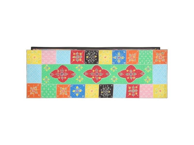 Meuble tv - banc tv - meuble de rangement 100 x 35 x 50 cm multicolore bois de mangue massif  - Conforama E