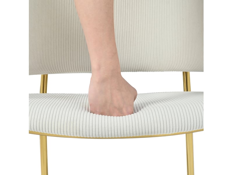 Lot de 2 chaises de salle à manger 55x55x80 cm, pieds inclinés, chaise contemporaine, patins réglables, velours côtelé beige  - Conforama D