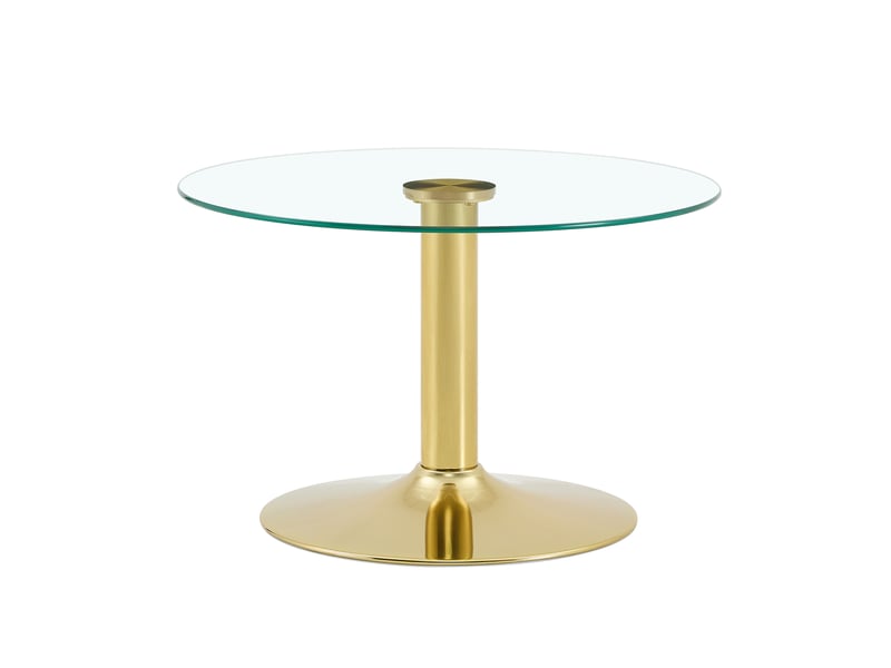  Table basse ronde en verre trempé avec piètement métallique stable - lpospi - verre métal doré, 70 × 45 cm  - Conforama A