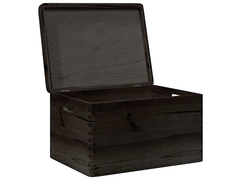  Boîte de rangement, coffre avec couvercle et poignées noir bois pin massif shl79336  - Conforama E