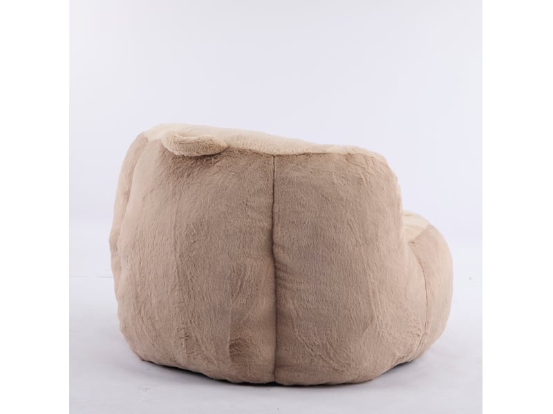 Fauteuil‑poire géant 106x110x77 cm, intérieur, sans montage, mousse broyée, fausse fourrure, marron camel  - Conforama D