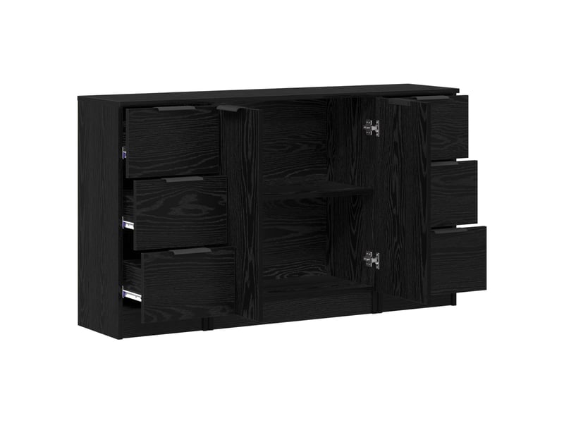 Buffet - bahut - meuble de rangement 3 pc chêne noir 121 x 30 x 70 cm bois d'ingénierie - Conforama E