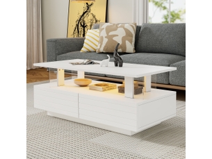 Table basse rectangulaire coloris blanc LPOSPI - 50 cmx100 cm