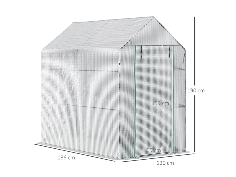  Serre de jardin 120x186x190 cm 4 niveaux métal blanche  - Conforama E