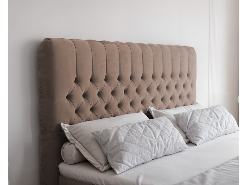  Lit adulte alba plus - 200x200 cm - matelas ressorts + surmatelas - coffre de rangement - velours dense hydrofuge marron clair ALBA PLUS - Conforama D