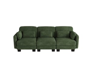 Canapé droit compressé fixe OKWISH 3 places Tissu vert