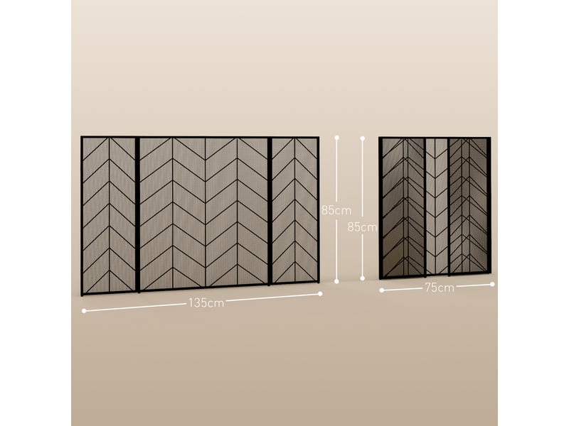  Pare-étincelles élégant pour cheminée, pliable, revêtu, noir, 135 x 85 cm  - Conforama E