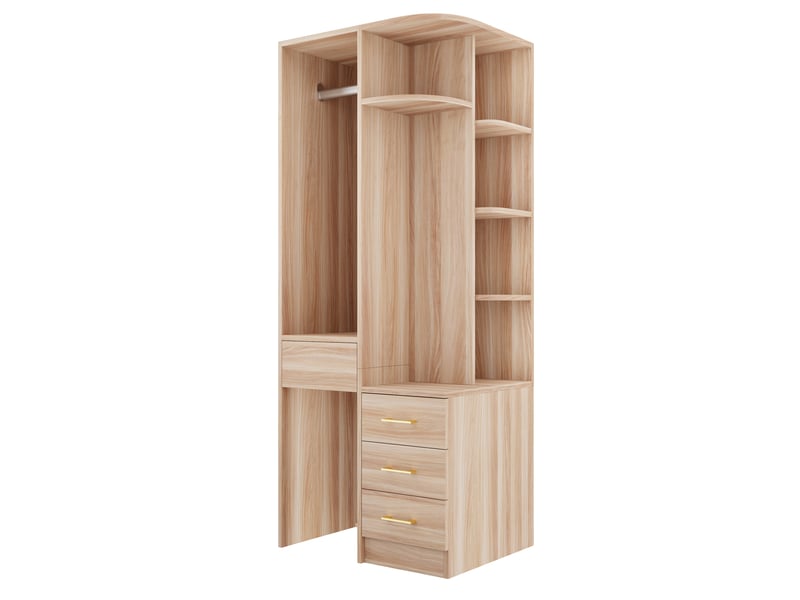  Armoire 1 porte avec penderie et étagères - 3 tiroirs - rangement vêtements - 70 x 55 x 175 cm - bois  - Conforama E