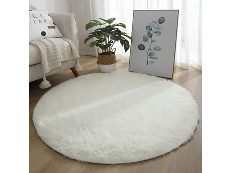  Tapis de salon de style moderne, confortable, antidérapant et doux, idéal pour le salon et la chambre (blanc, 120x120 cm)  - Conforama A