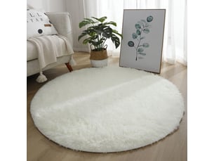 Tapis de salon de style moderne, confortable, antidérapant et doux, idéal pour le salon et la chambre (blanc, 120x120 cm)