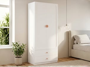 Armoire 2 porte(s) battante 2 tiroir(s) <strong>LEYTN</strong> <strong></strong> coloris blanc largeur 90 cm