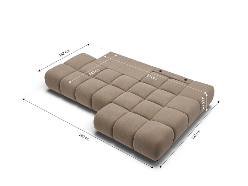 Canapé d'angle droit convertible almera 4 places tissu taupe - Conforama E