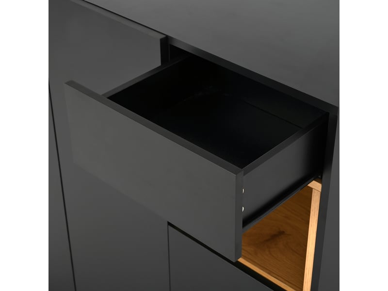  Meuble à chaussures 105x39,5x100,5 cm noir et bois avec éclairage led intégré et rangements réglables  - Conforama R