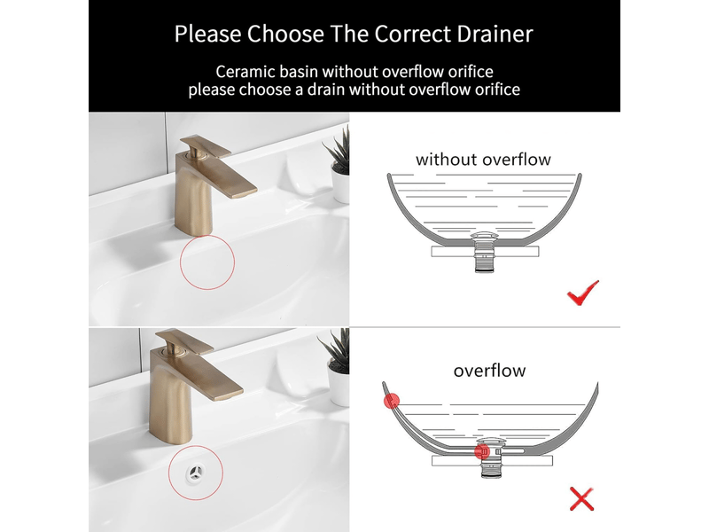  Or bonde de lavabo pop up sans trop plein,bouchon de vidange avec panier à crépine,bonde de vidage pour lavabo de salle de bain laiton  - Conforama E