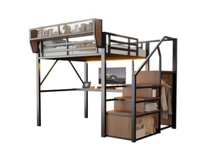 Lit mezzanine 140x200 cm <strong>DZMDIP</strong> <strong></strong> coloris noir