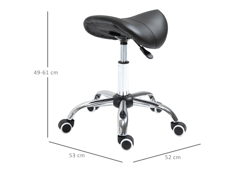  Tabouret de bureau selle,49x61 cm,avec roulettes hauteur réglable,similicuir,noir  - Conforama C