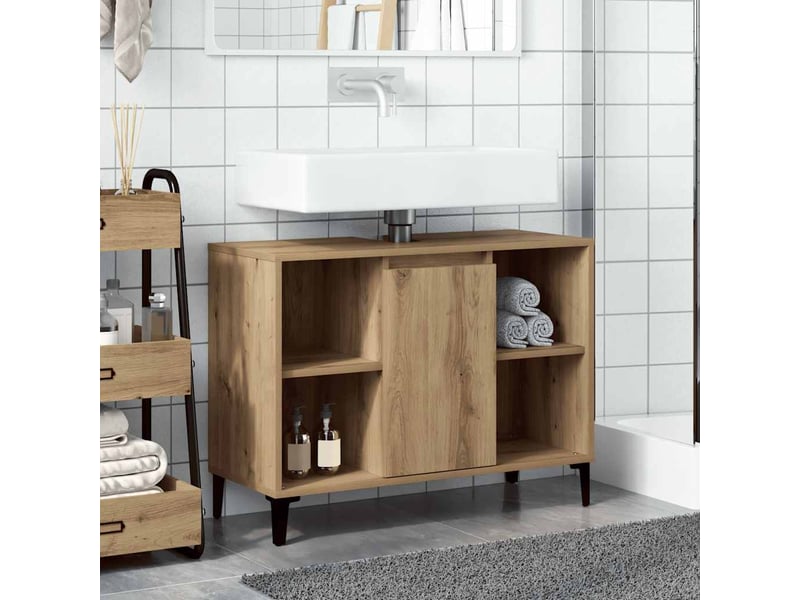  Armoire d'évier, meuble de rangement chêne artisanal 80x33x60 cm bois d'ingénierie shl8752  - Conforama C
